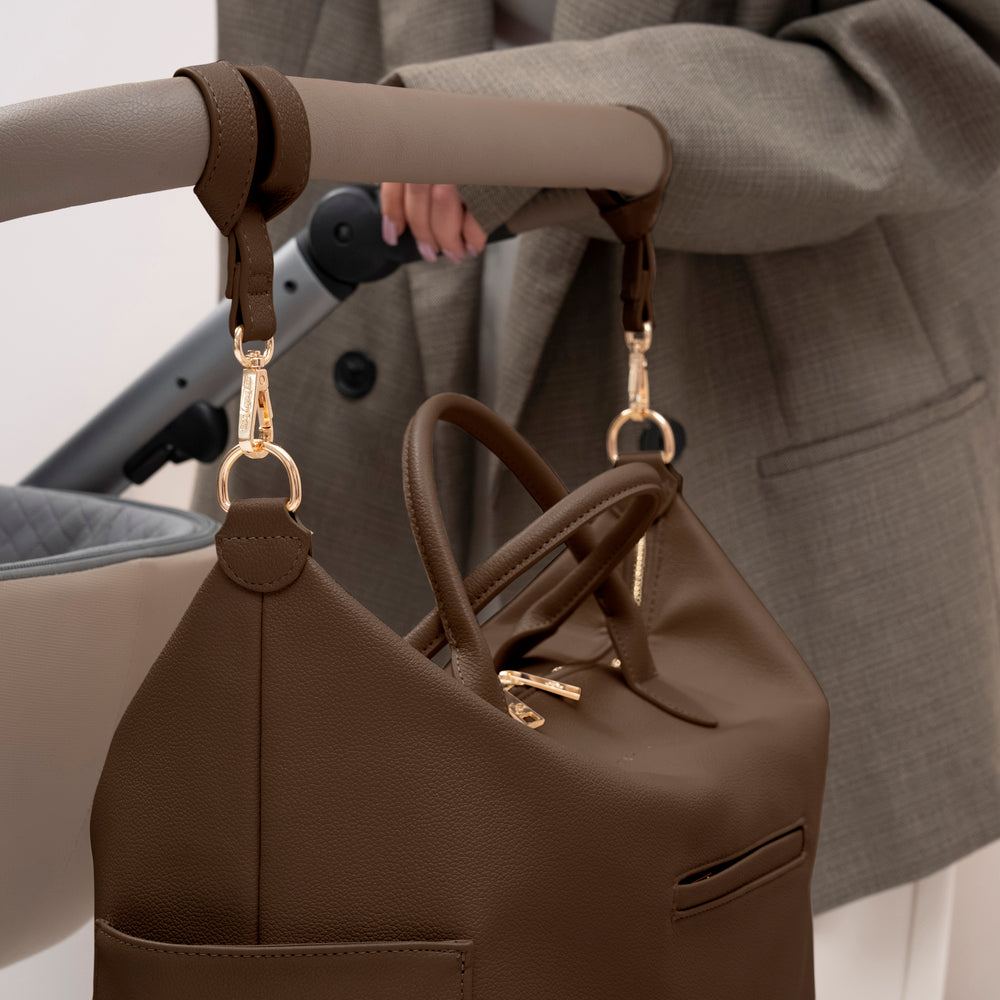 Držiak na kočík na tašku MyBabyBag v hnedej farbe